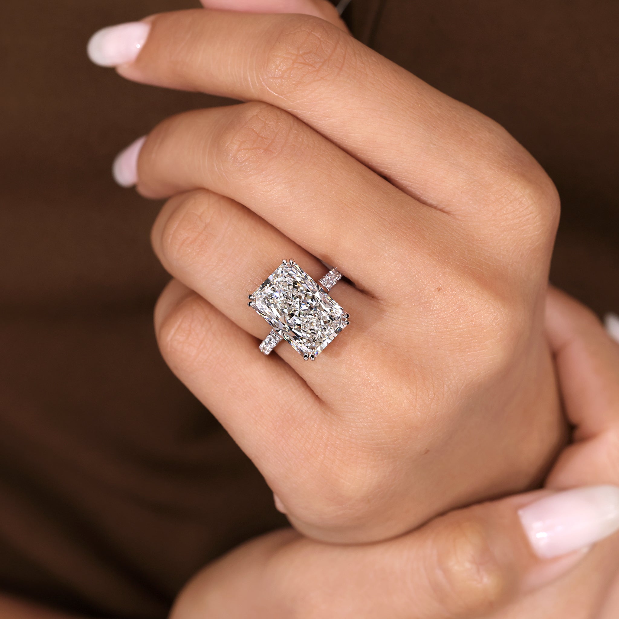 Cushion Hidden Halo Lab Grown Diamond Engagement Ring